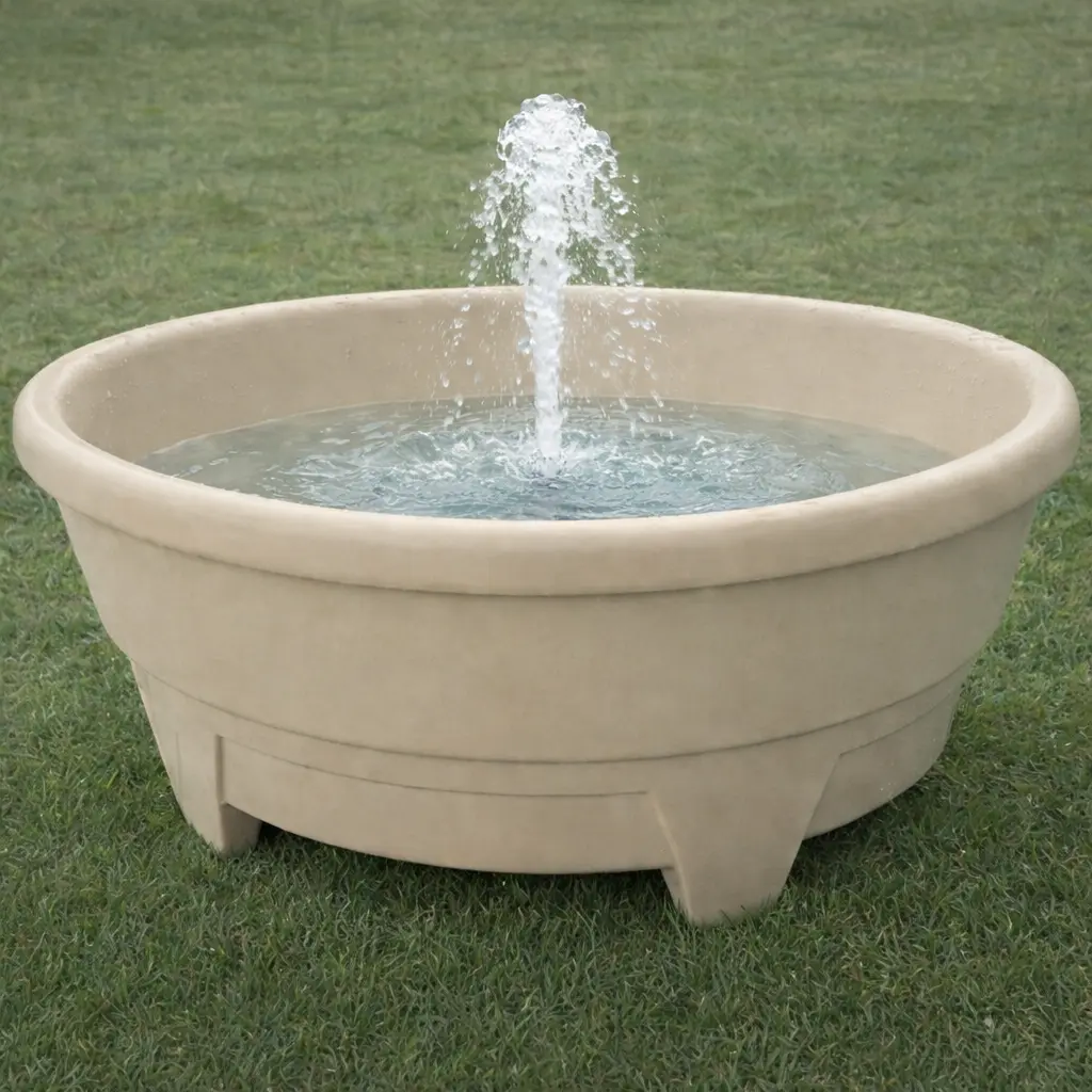 The fountain plug accessory shooting water up out of an All-in-One PlayTray