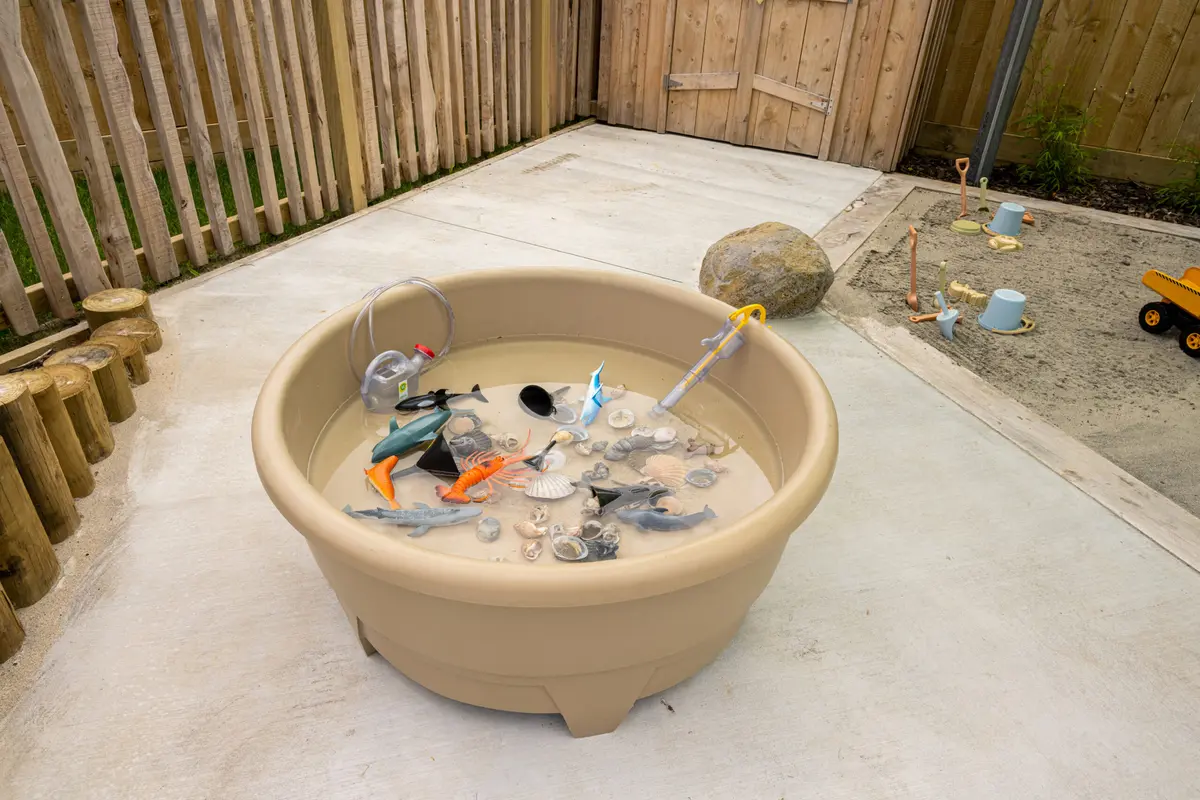 Sand and water configuration in the All-in-One PlayTray